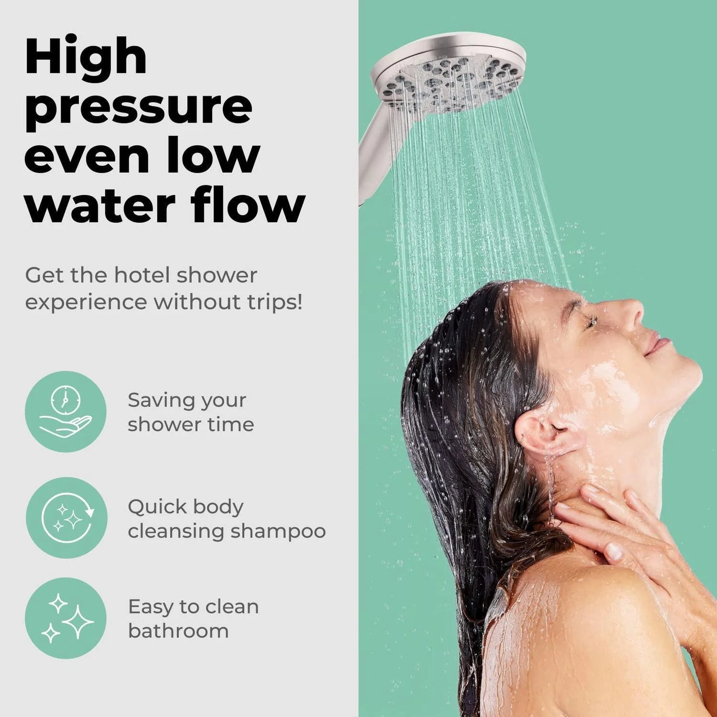 High Pressure Shower Head with Handheld 8 Spray Settings High Flow Removable